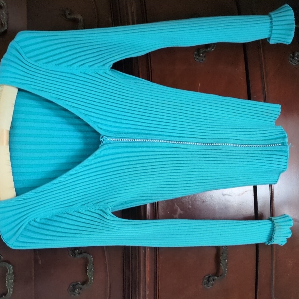 Very stretchy ultra form fitting Cardigan with rhinestone zipper